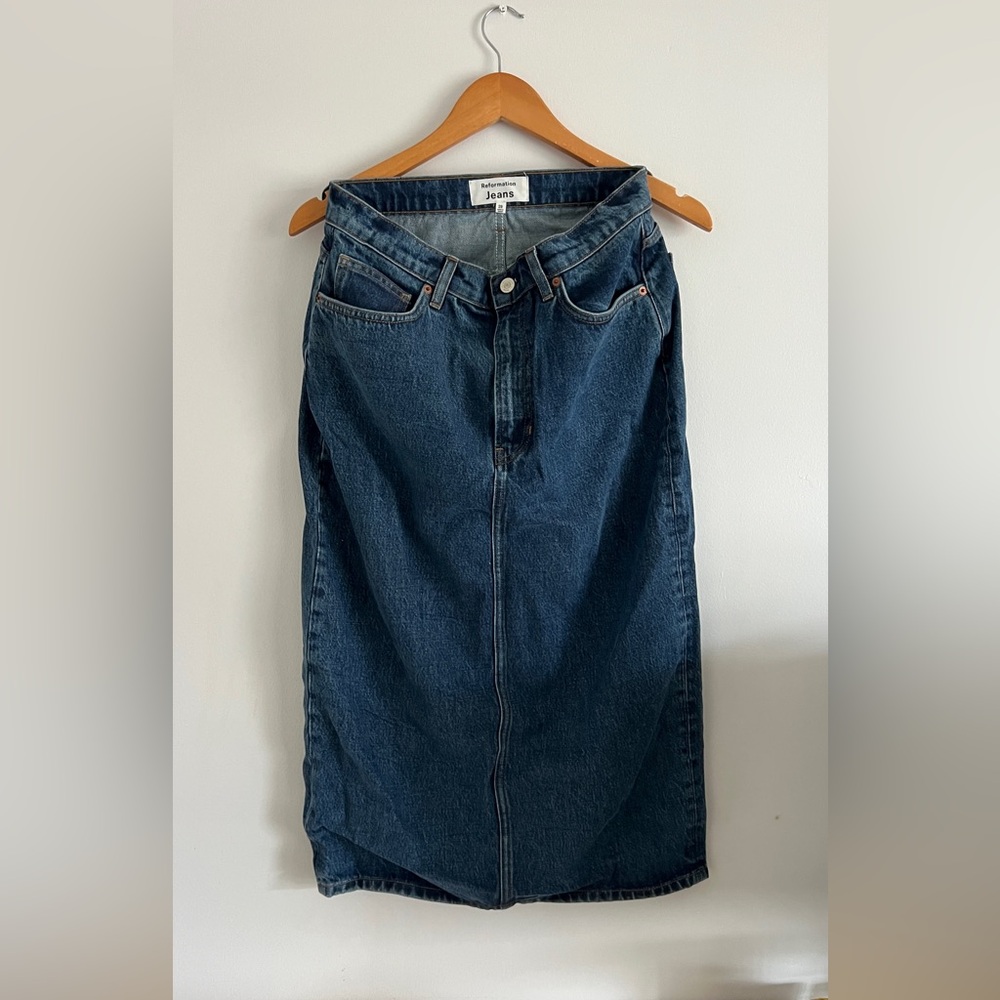 Reformation Denim Midi Skirt